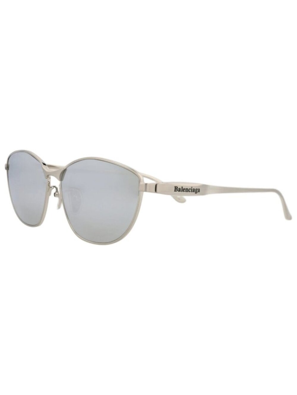 New Balenciaga Women's Sunglasses Cat Eye Metal Frame Silver Silver Silver